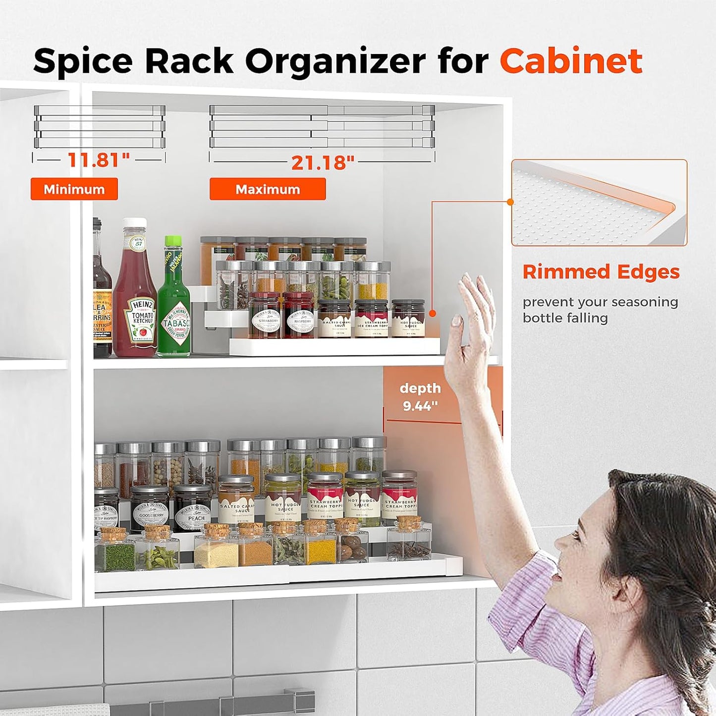 Expandable Spice Rack Organizer for Cabinet