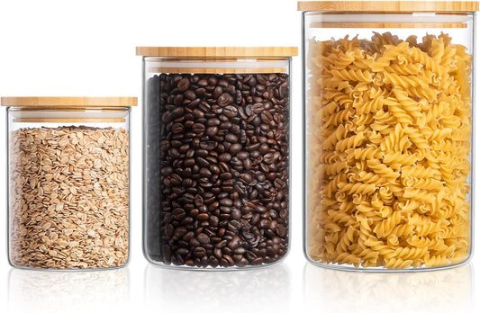 Glass Storage Containers with Wooden Lids