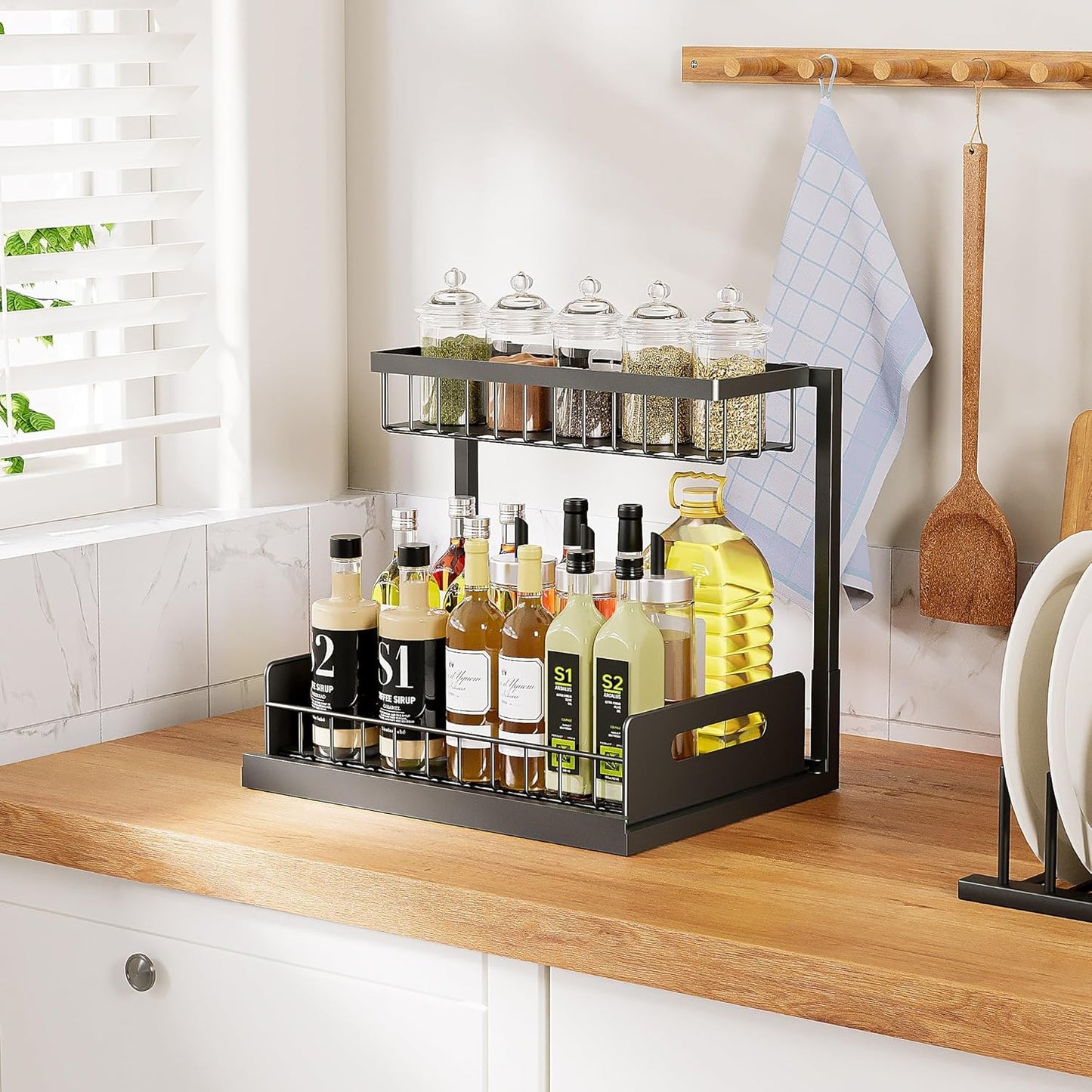 Under Sink Organizers Storage, 2 Tier Under Cabinet Organizer Shelf