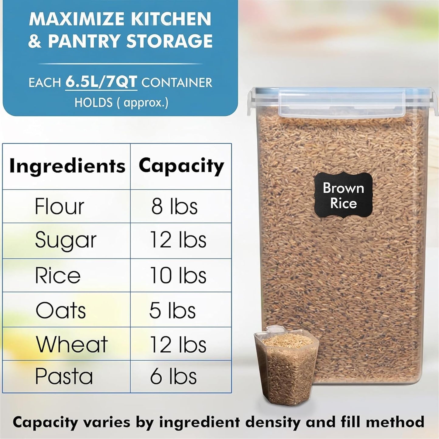 2 PC [6.5L / 220 Oz] Large Flour Sugar Storage Containers - Leak Proof, BPA Free