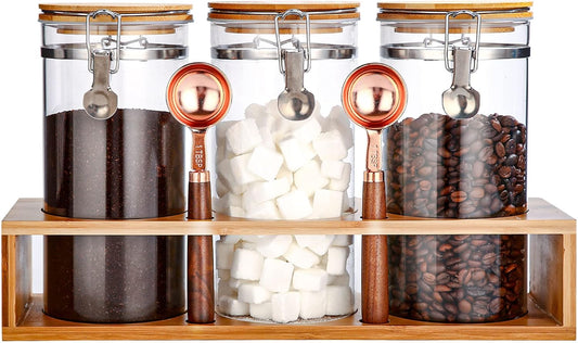 Glass Coffee Storage Container with Bamboo Shelf