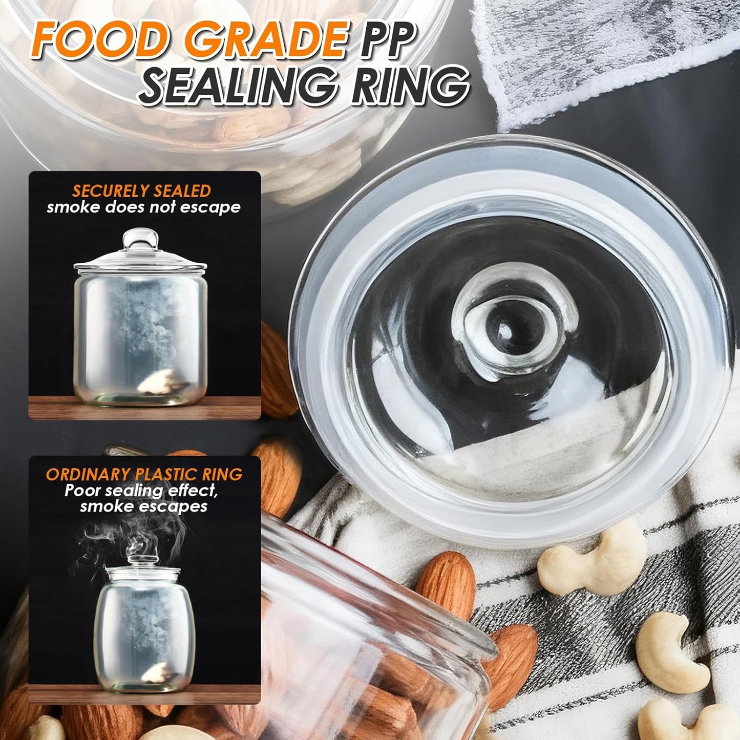2 Glass Storage Jars Set,1 Gallon Cookie Jar for Food Storage,Large Jar Food Storage Containers,Airtight Glass Jars with Lids for Kitchen Counter Pantry Well Organization