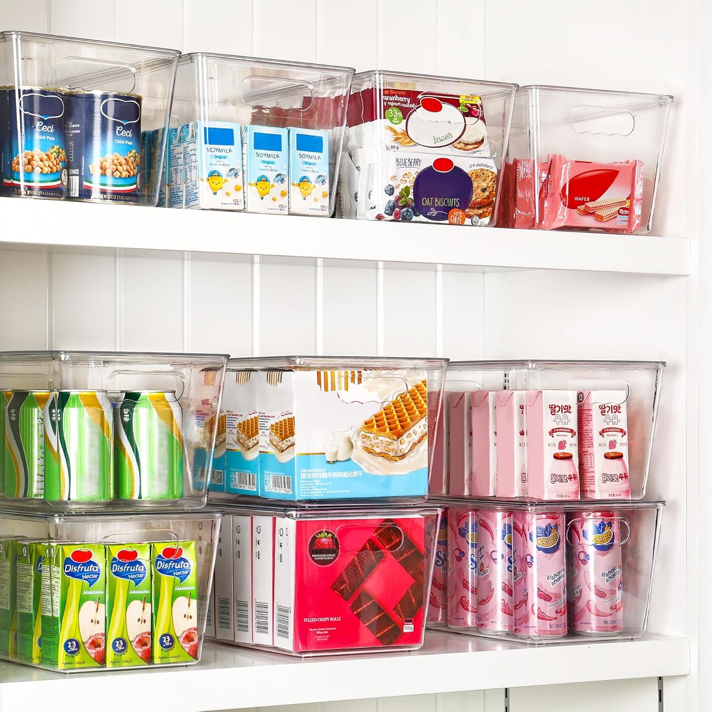 8 Pack Clear Stackable Storage Bins with Lids