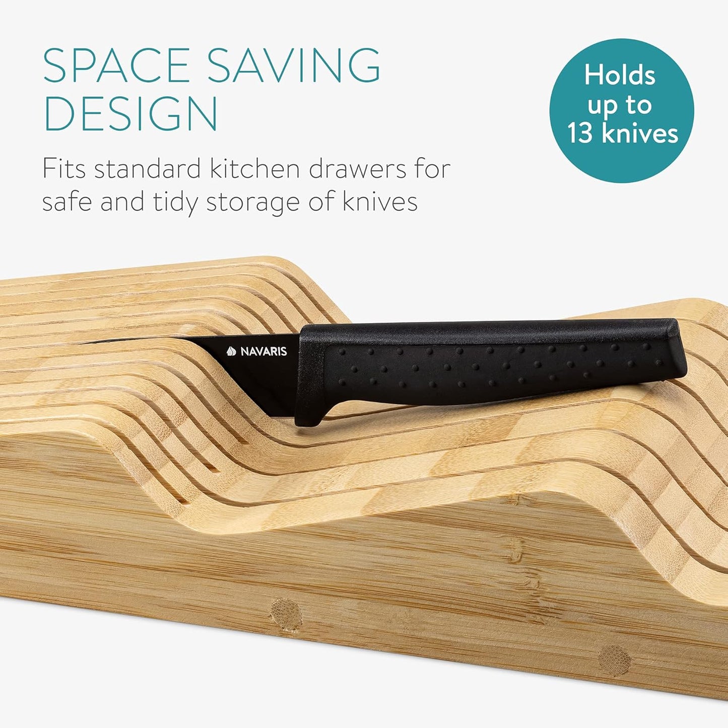 In-Drawer Knife Block - Organizer with Slots for 13 Knives