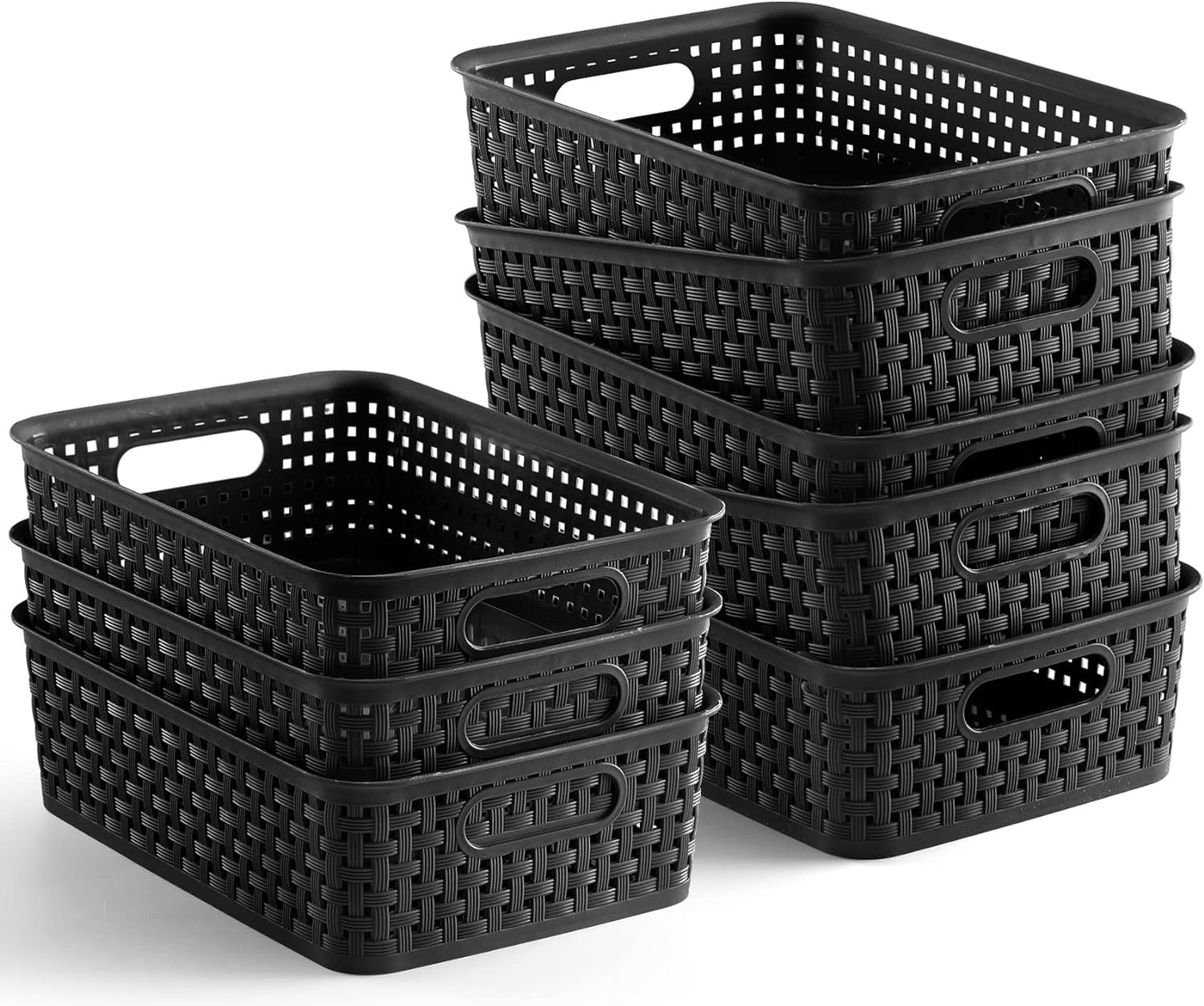 [ 8 Pack ] Plastic Storage Baskets, Small Pantry Organization and Storage Bins
