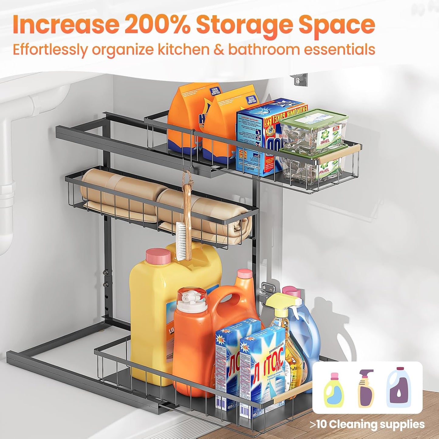 Under Sink Organizer and Storage for Bathroom and Kitchen