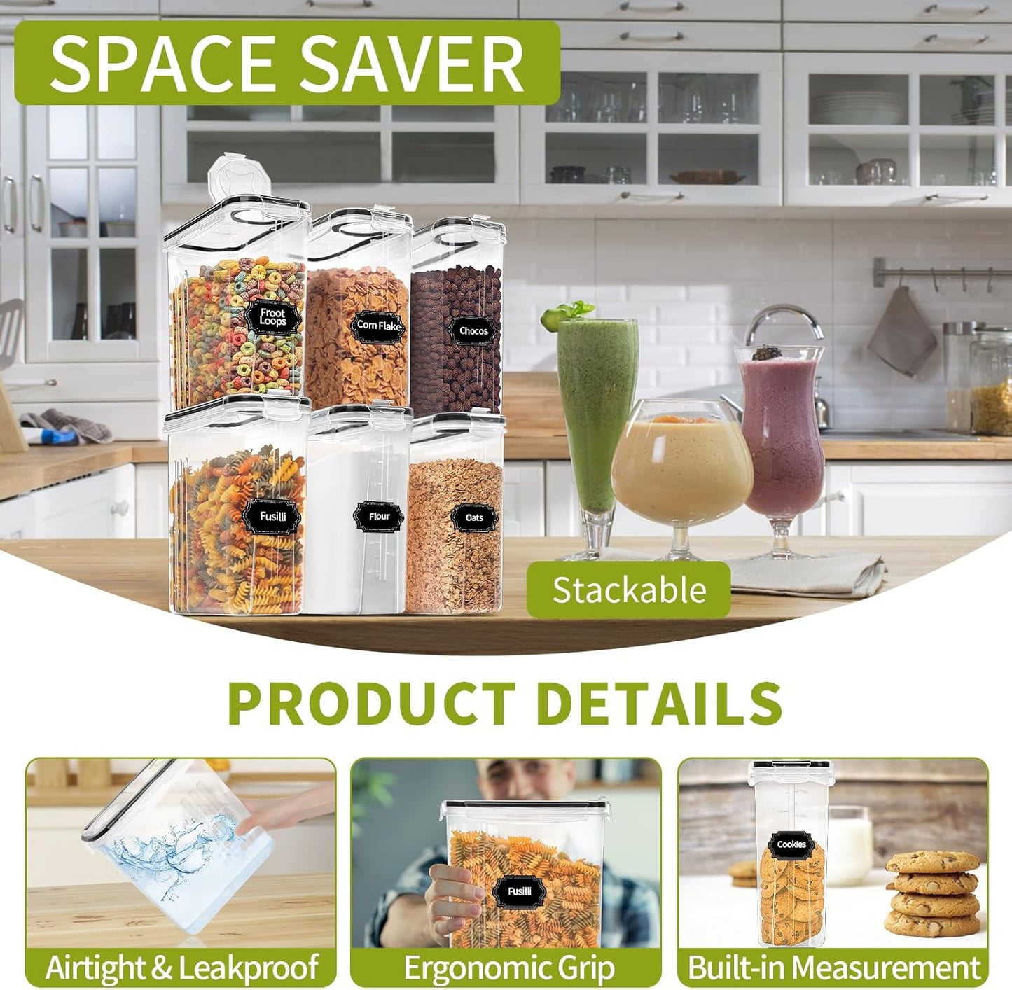 4PCS Cereal Containers Storage [4L/135.2 oz]