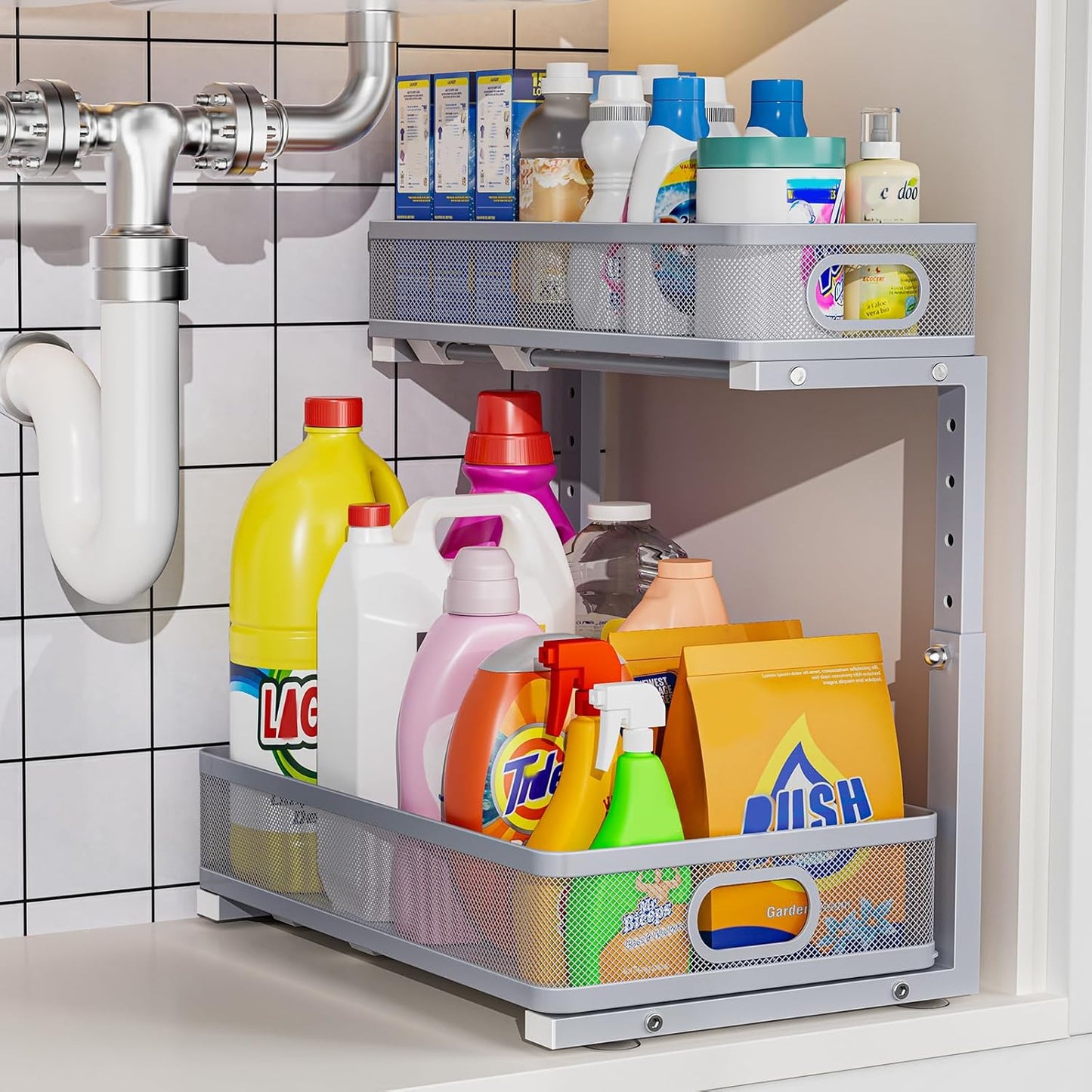 Under Sink Organizer, High Adjustable 2 Tier Under Sink Organizers and Storage