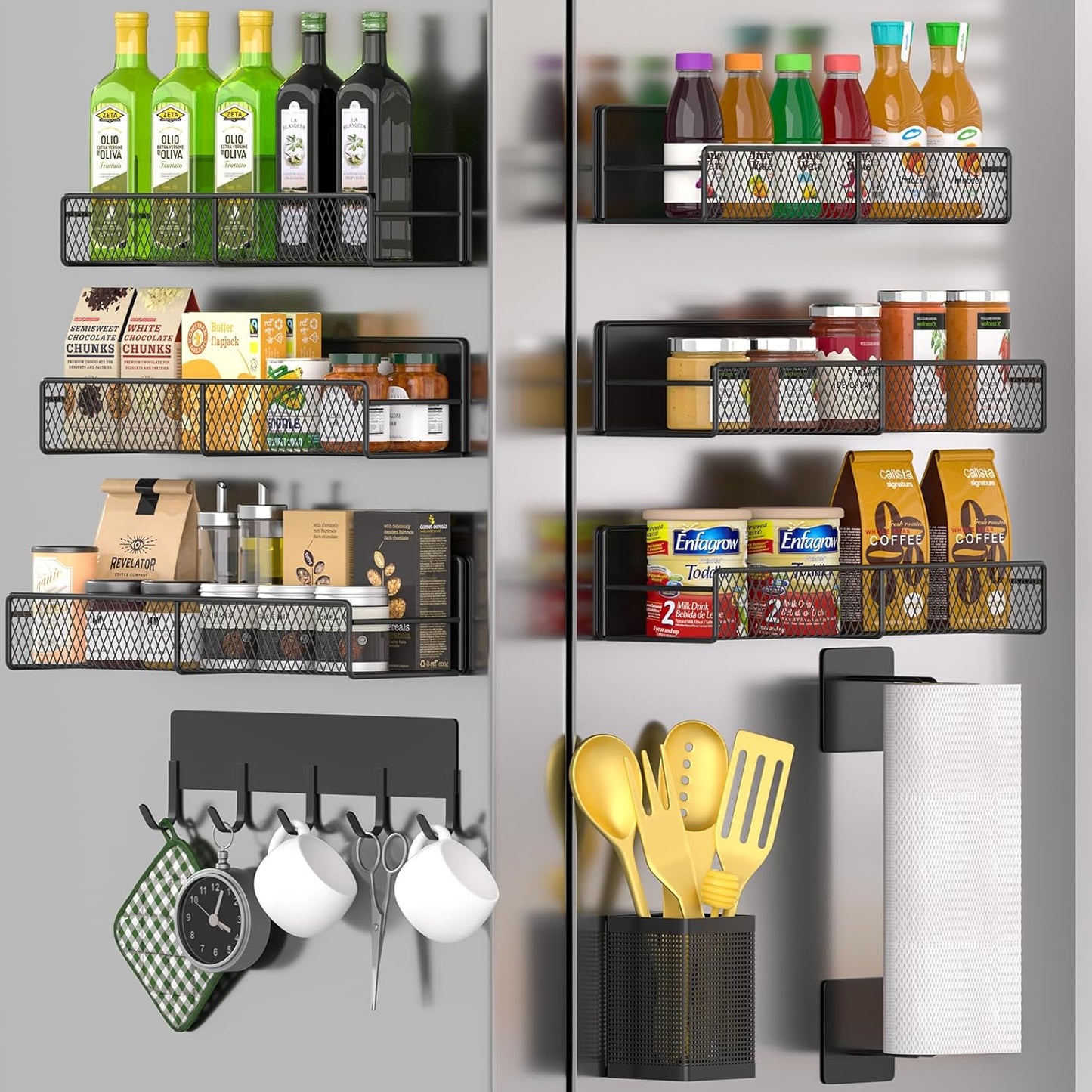 Magnetic Spice Rack for Refrigerator, 10 Pack 100% Metal Strong Magnet Shelf