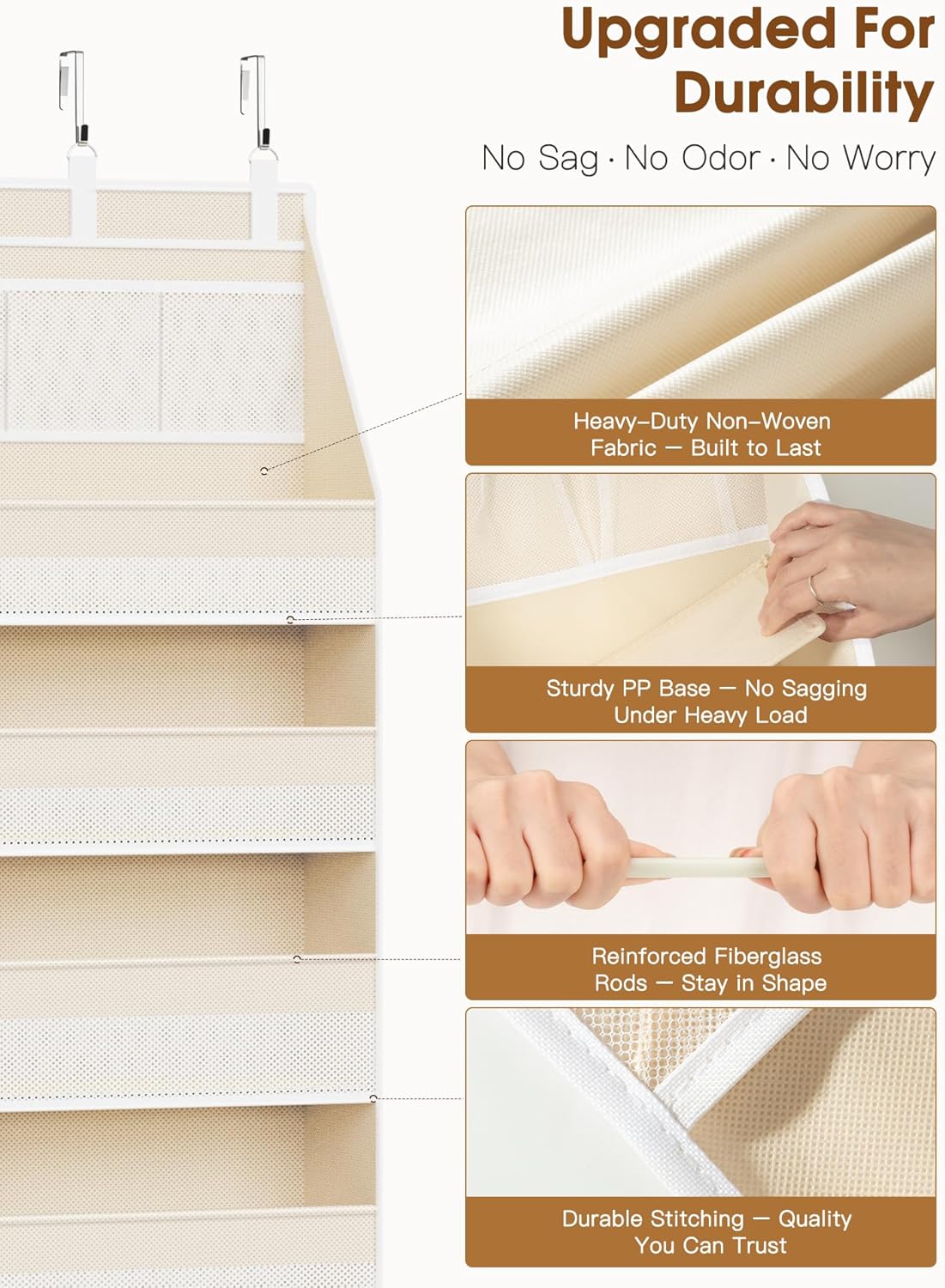 Over the Door Organizer, 6-Shelf Closet Hanging Storage with 13 Mesh Pockets