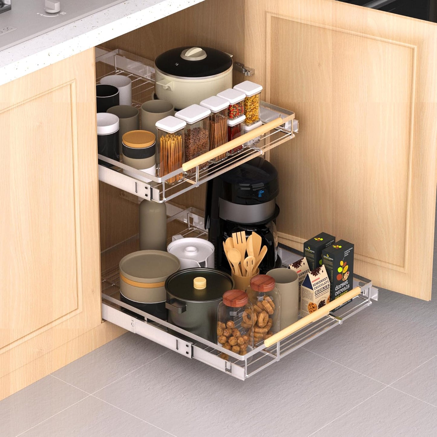 Expandable Pull Out Drawer Cabinet Organizer
