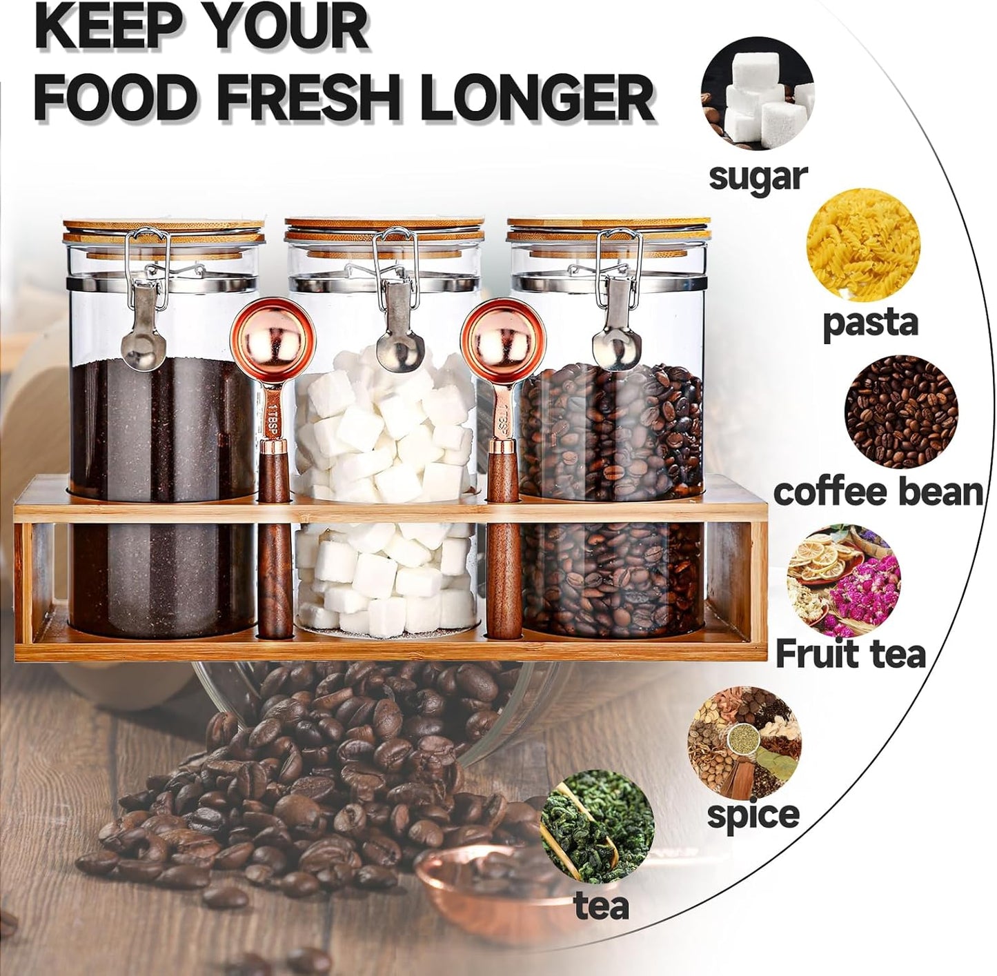 Glass Coffee Storage Container with Bamboo Shelf