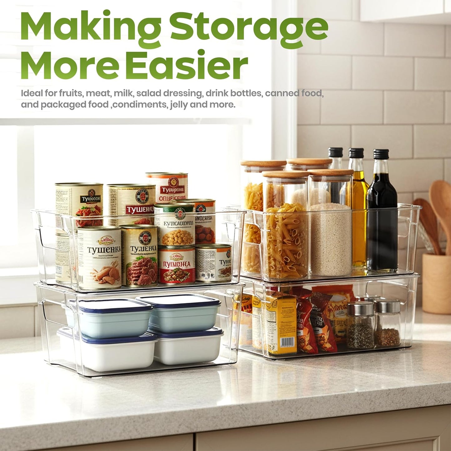 Fridge & Refrigerator Organizer Bins (8 Pack)