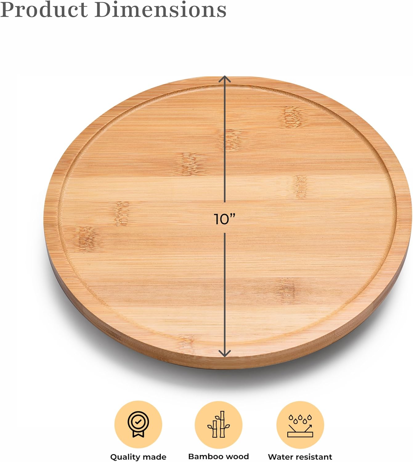 Bamboo Lazy Susan Spinning Organizer Turntable - 10x10-Inch Revolving Condiment and Spice Rack