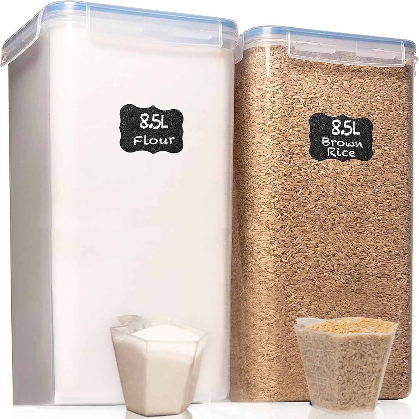 Flour Storage Container 2 PC [8.5L / 287 Oz] Extra Large Food Storage Containers with Lids