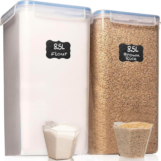 Flour Storage Container 2 PC [8.5L / 287 Oz] Extra Large Food Storage Containers with Lids