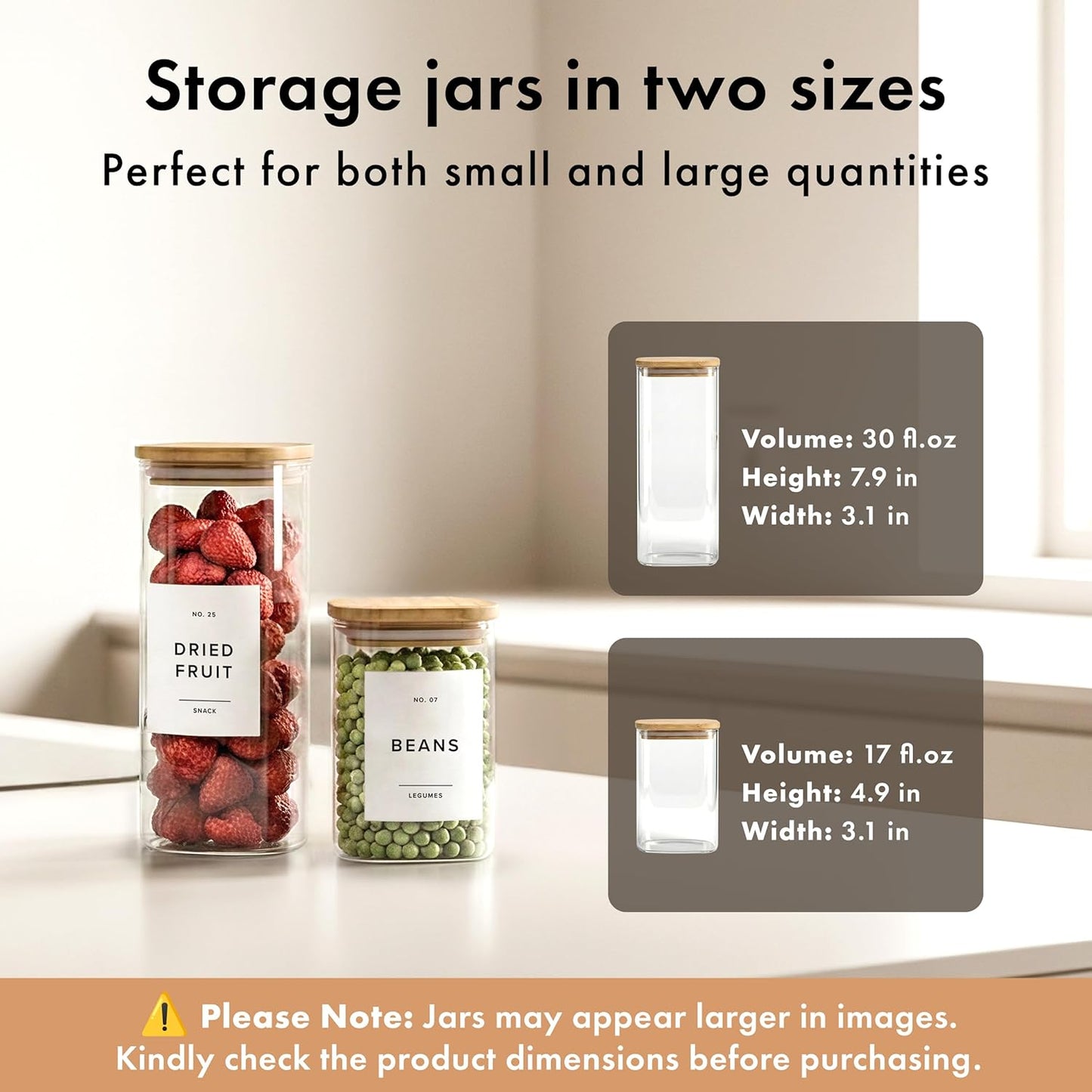 Square Glass Storage Containers with Bamboo Lids 12-Pack (4x 30 oz