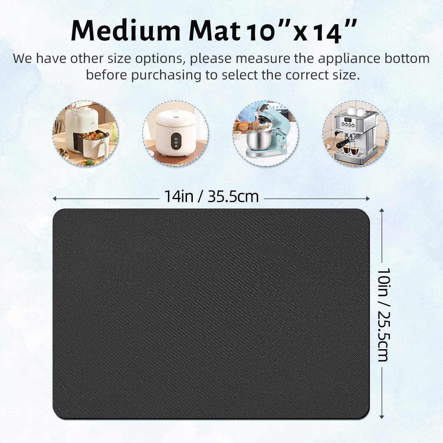 LOPNUR 14"x10" Small Appliance Slider, Appliance Sliders for Kitchen Appliances, 360° Rotating Sliding Tray for Coffee Maker, Heat Resistant Mat Cut to Fit Stand Mixer Air Fryer Microwave, Blue
