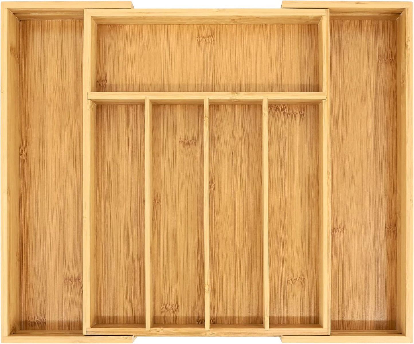 Bamboo Drawer Organizer, Expandable Silverware Drawer Organizer