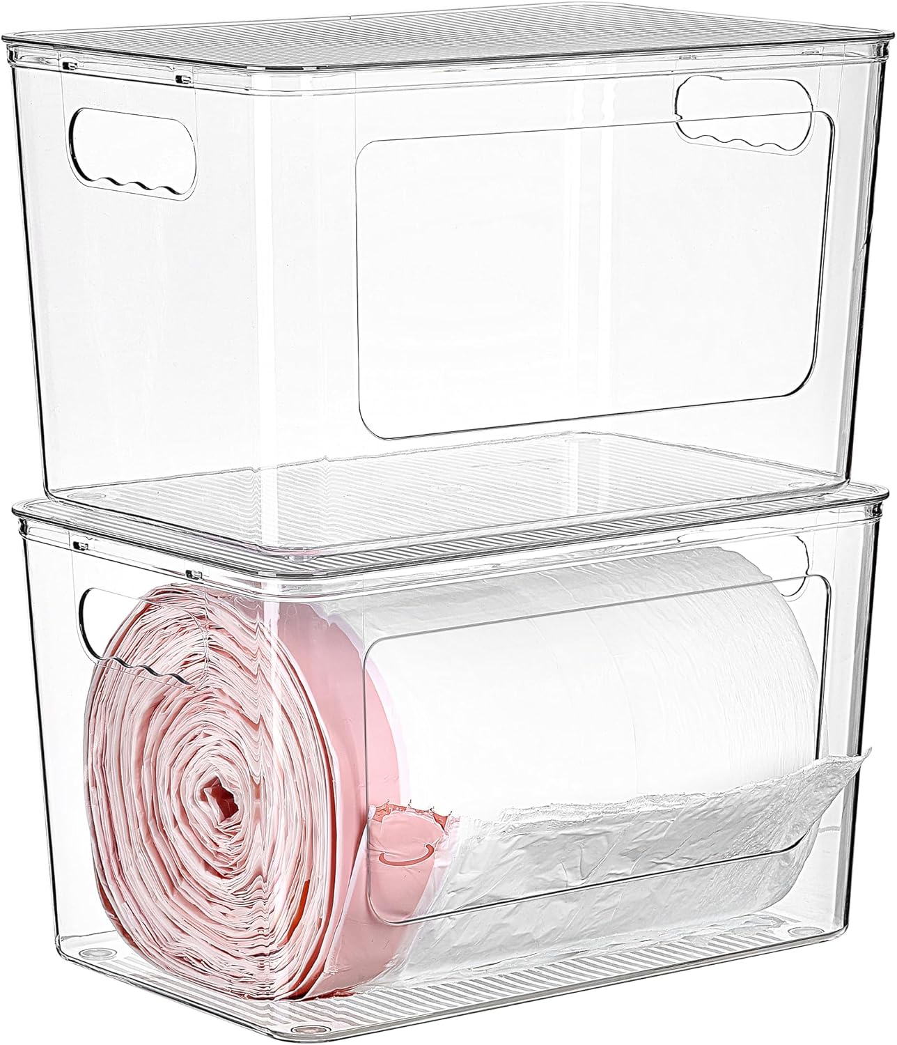 2 Pack Trash Bag Holder, Stackable Garbage Bag Dispenser for 13/30/33 Gallon Bags