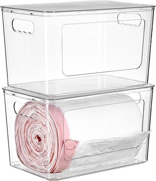 2 Pack Trash Bag Holder, Stackable Garbage Bag Dispenser for 13/30/33 Gallon Bags