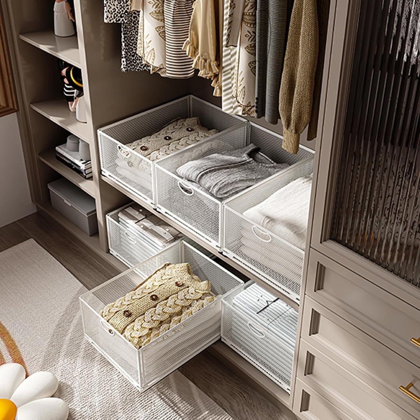 Pull Out Cabinet Organizer, No Drill Adhesive Sliding Drawers for Kitchen