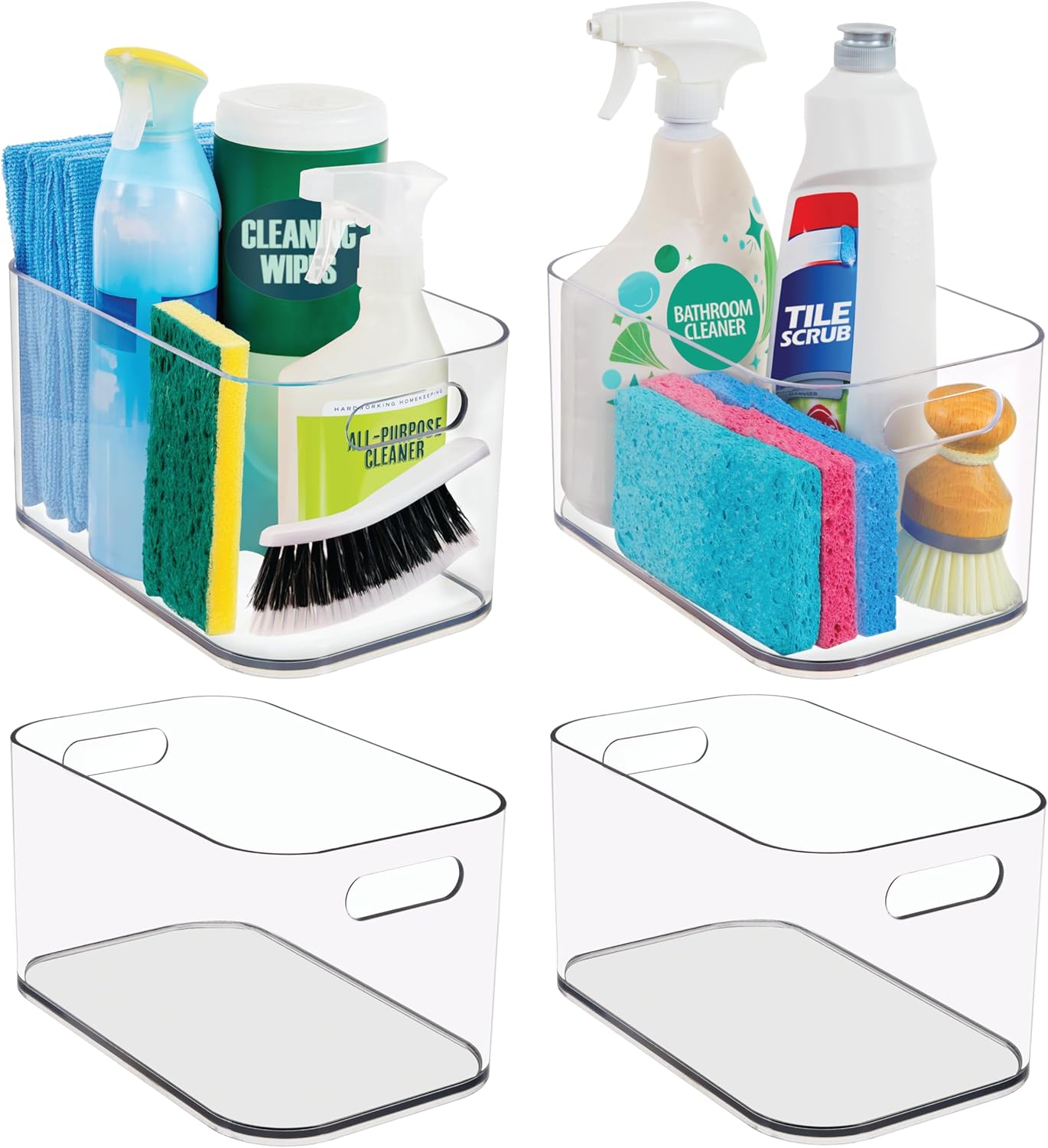 Bliss 10" x 6" Open Clear Pantry Organizer Bin, Set of 4