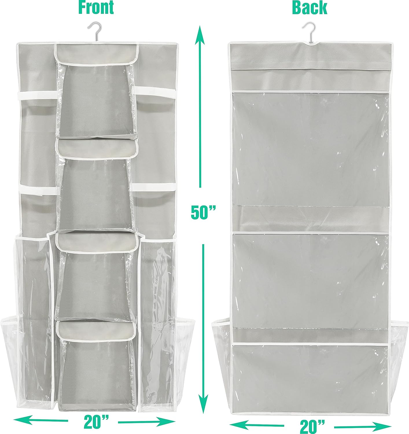 Double-Sided Hanging Gift Wrap Organizer Storage Pockets, Gray (Set of 1)