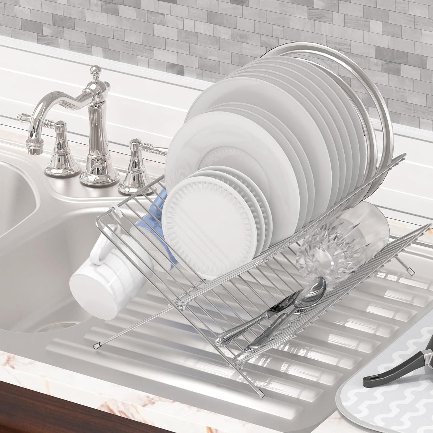 Collapsible Dish Drying Rack, Chrome