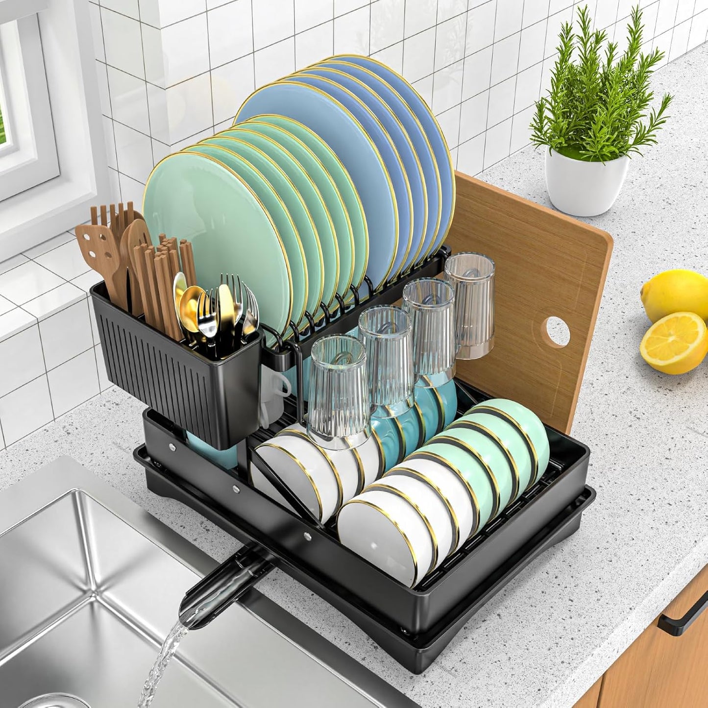 Large Dish Drying Rack 2 Tier for Kitchen Counter
