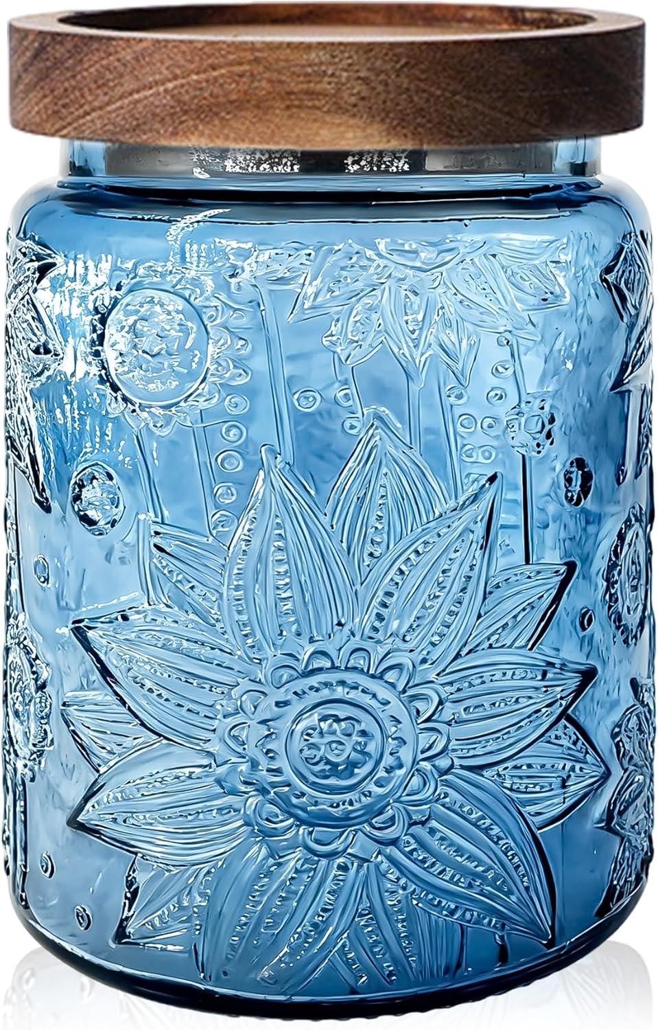 Glass Jar with Airtight Wood Lid – 24 OZ Vintage Storage Canister for Kitchen Pantry Bathroom