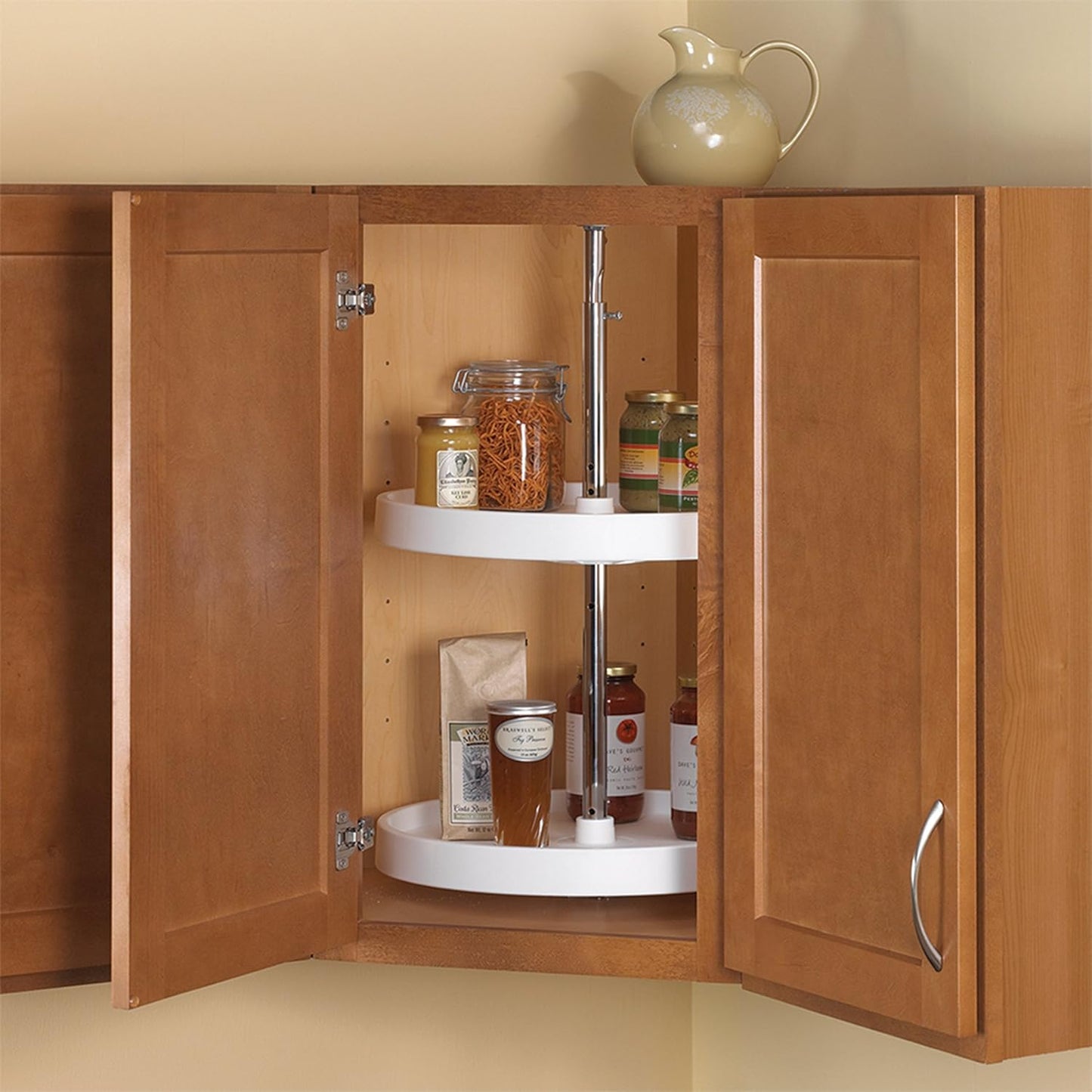 Plastic Lazy Susan Organizer, 2-Tier Lazy Susan for Cabinet