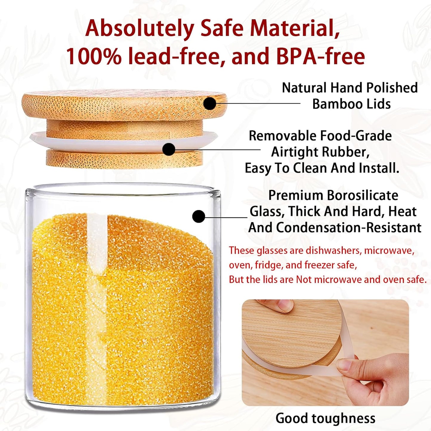 Glass Jars with Bamboo Lids 16 oz, 12pcs Glass Food Storage Jars with Rewritable Labels