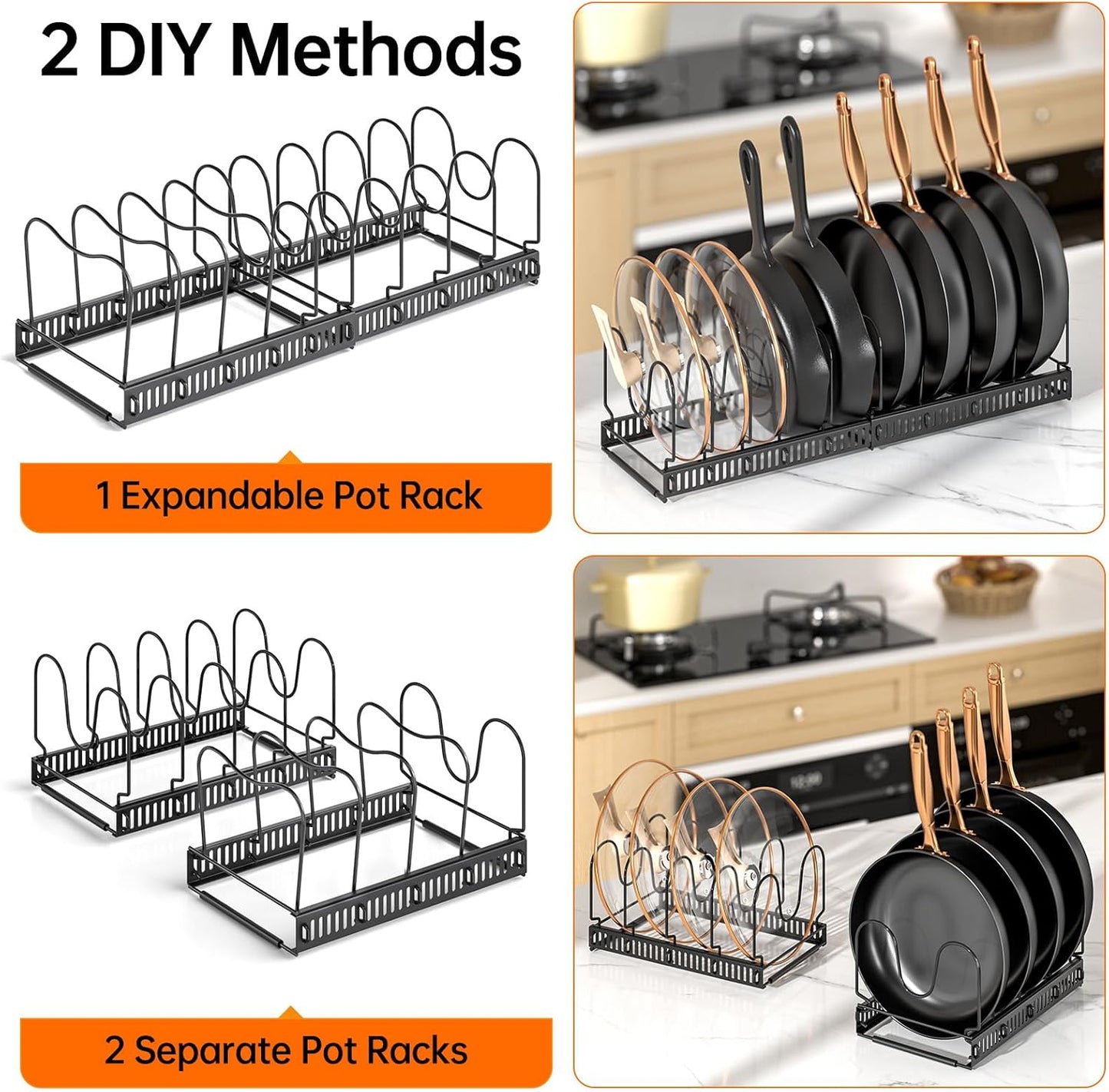 Pots and Pans Organizer Rack for under Cabinet