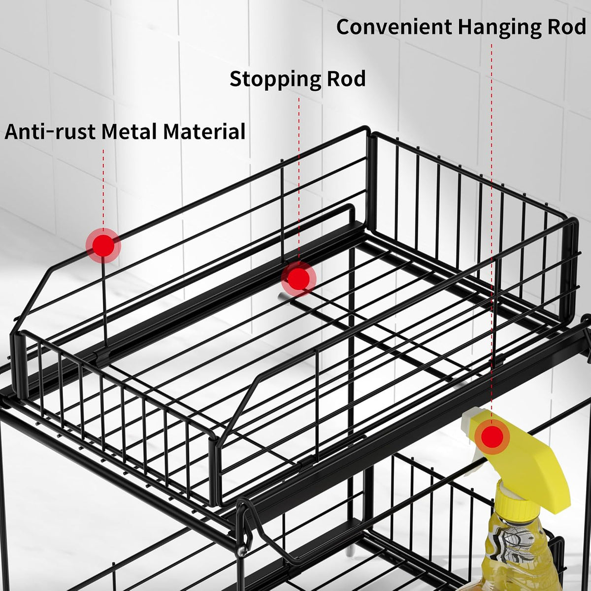 SUEH DESIGN Under Sink Organizers and Storage 2 Pack, 2-Tier