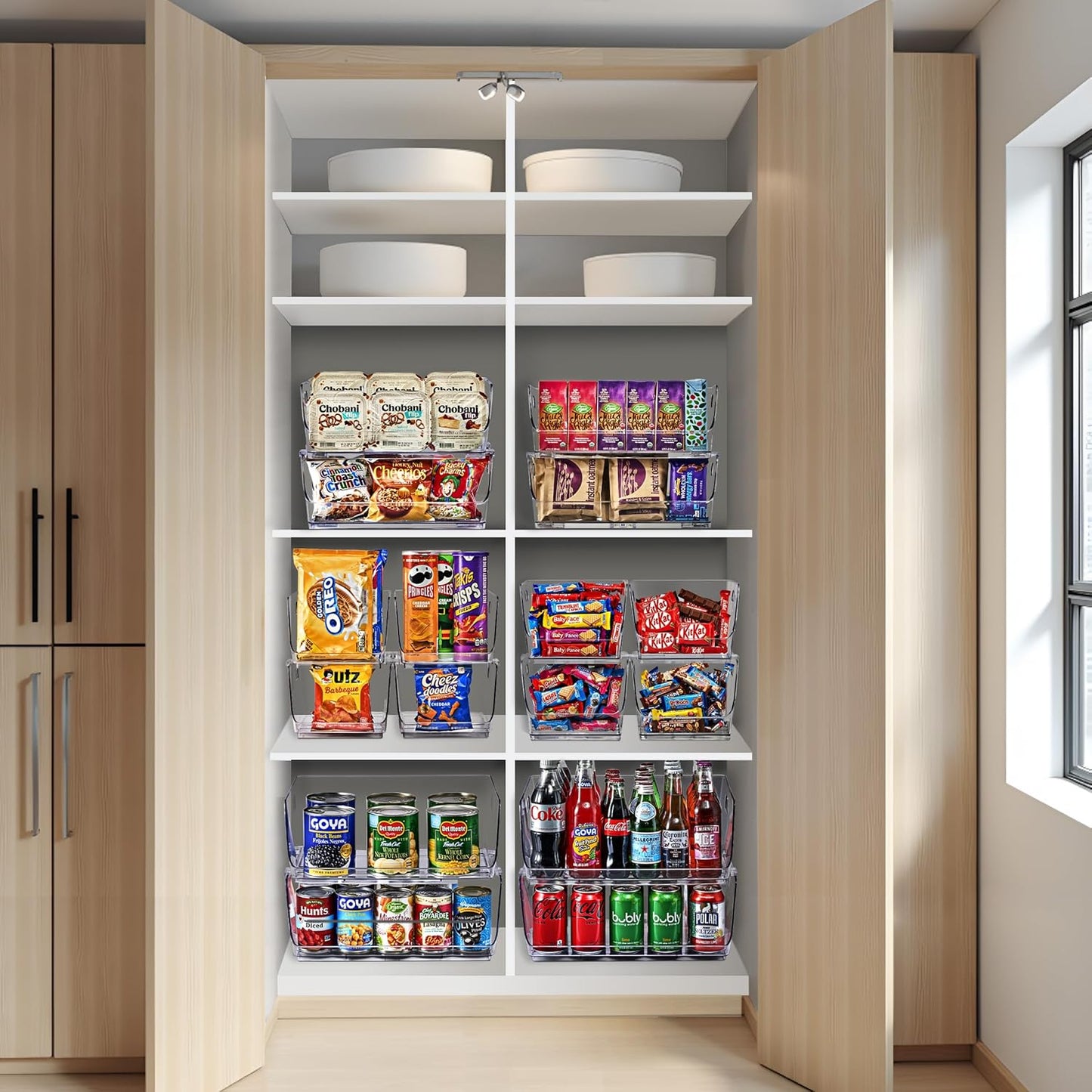 Stackable Storage Bins Open Front - Clear Storage Bins - Pantry Bins for Storage and Organization
