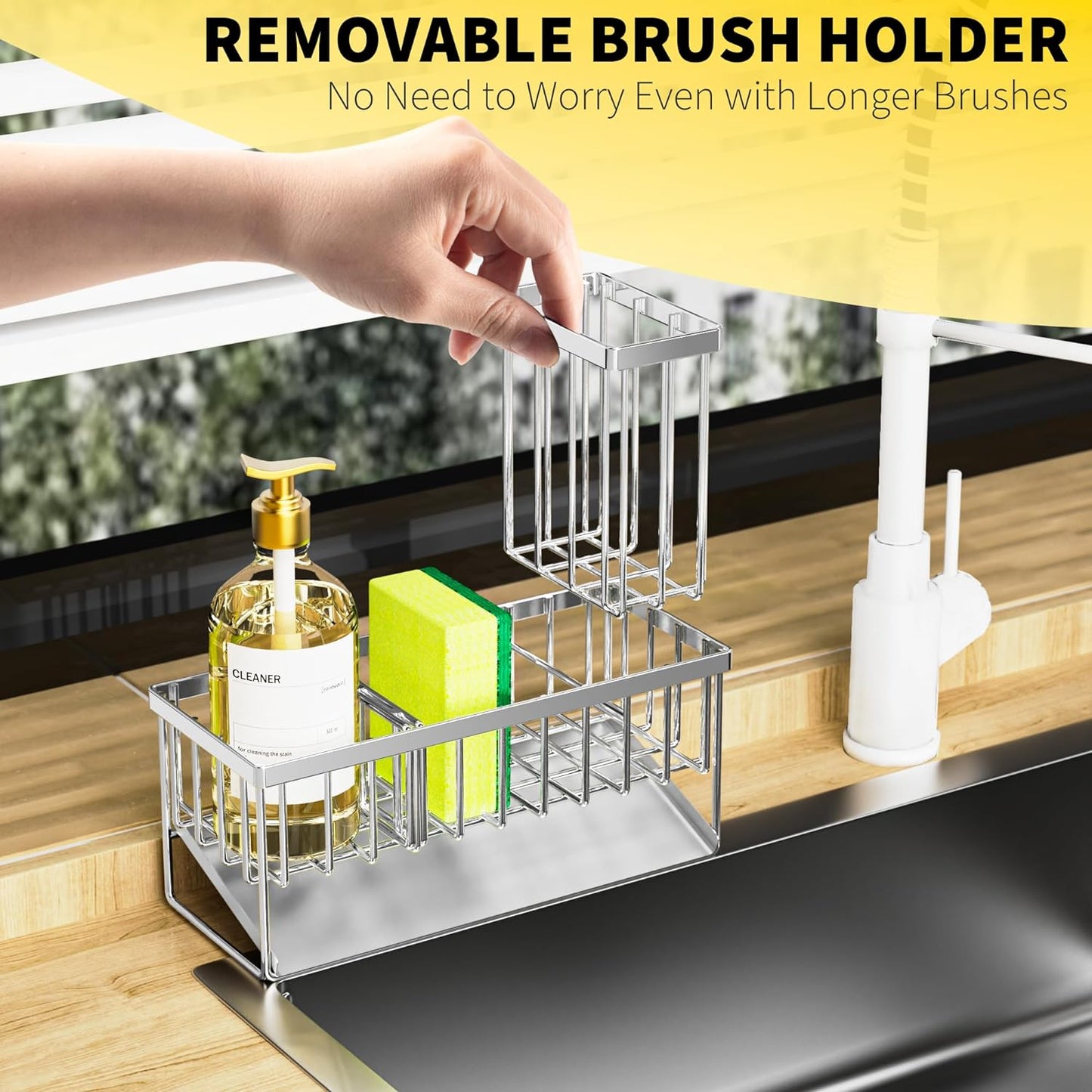 Sink Caddy Sponge Holder for Kitchen, 304 Stainless Steel Rustproof