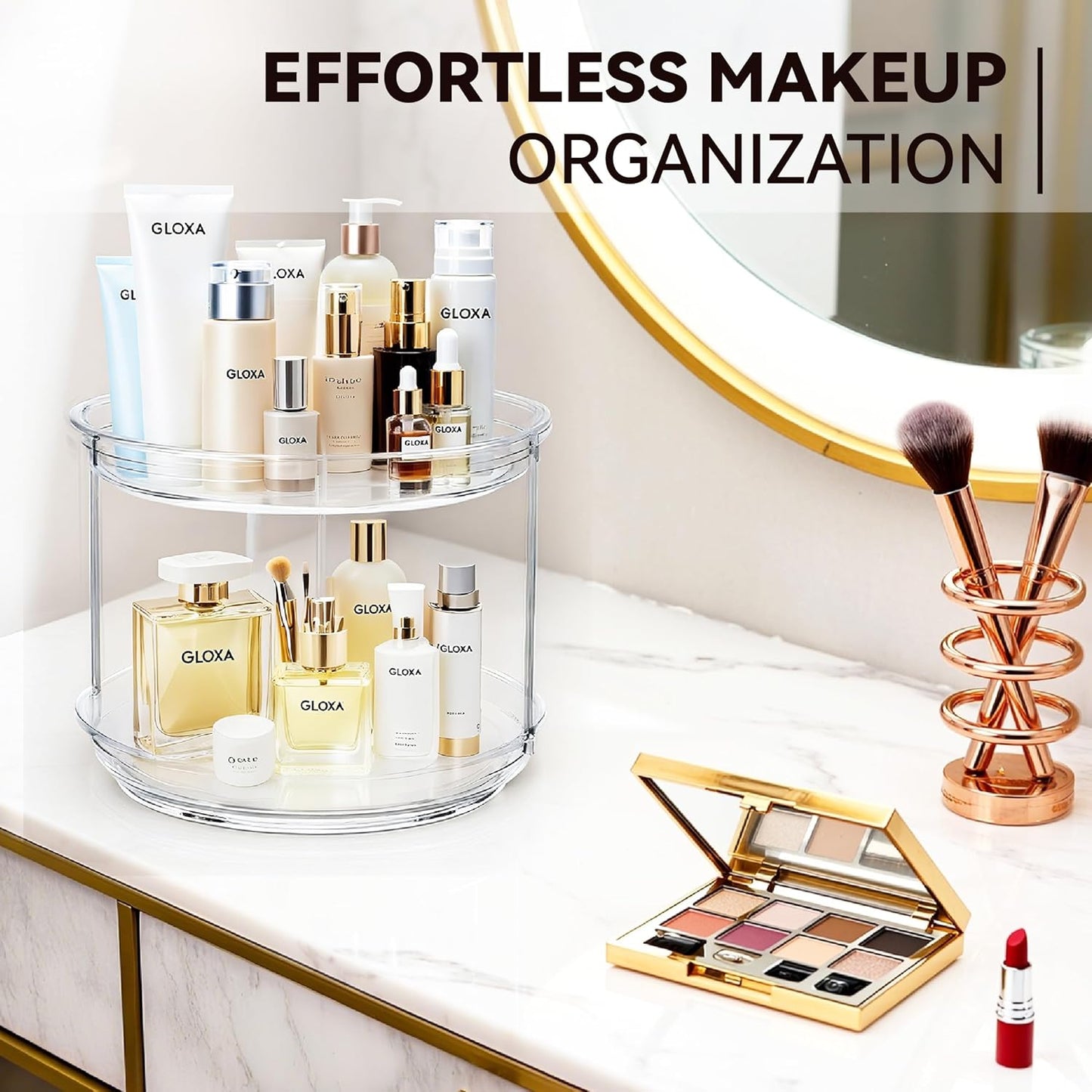 2 Tier Lazy Susan Turntable Organizer for Cabinet