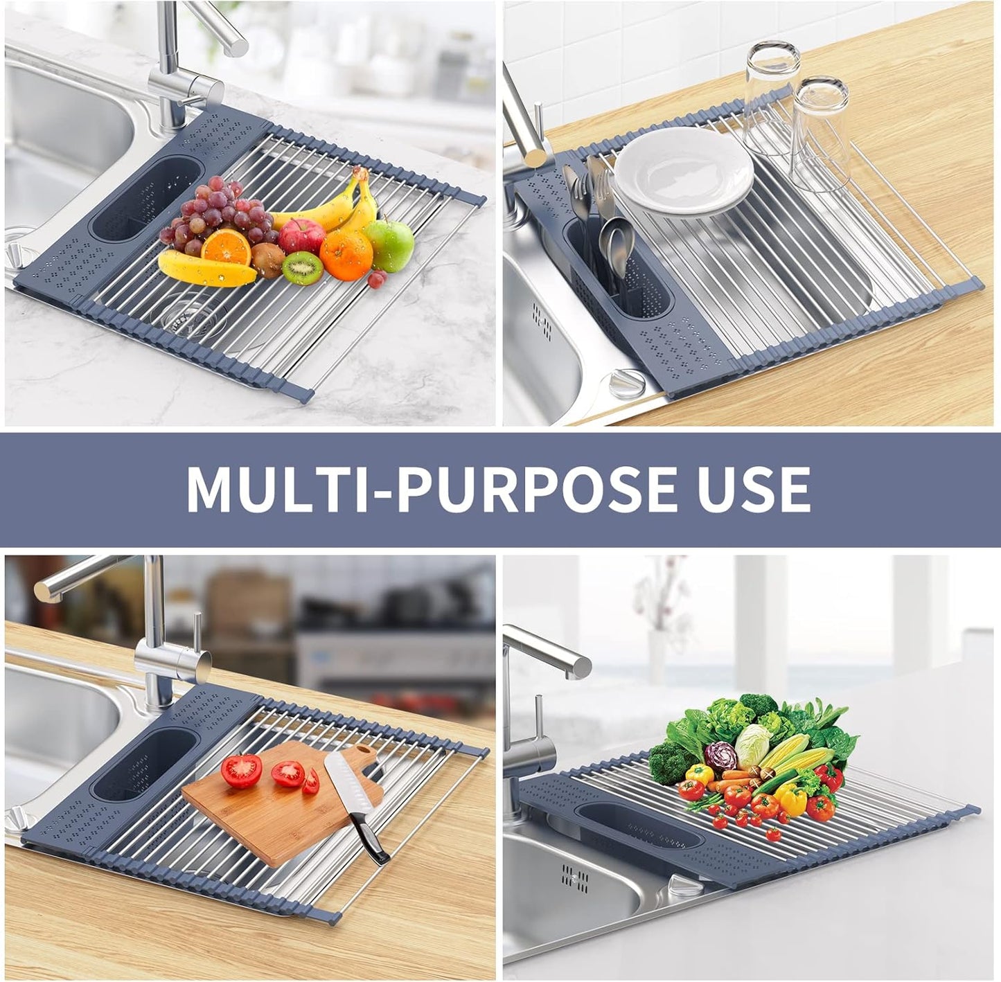 Roll Up Dish Drying Rack 17 x 15 Over The Sink Dish Drying Rack