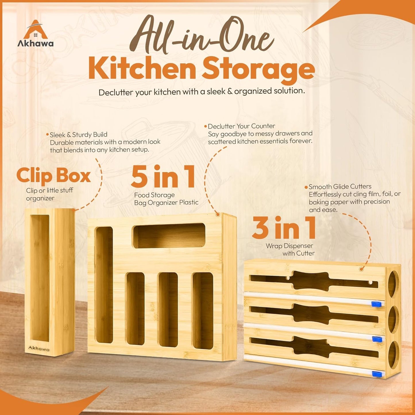Storage Bag Organizer for Kitchen Drawer and Wall
