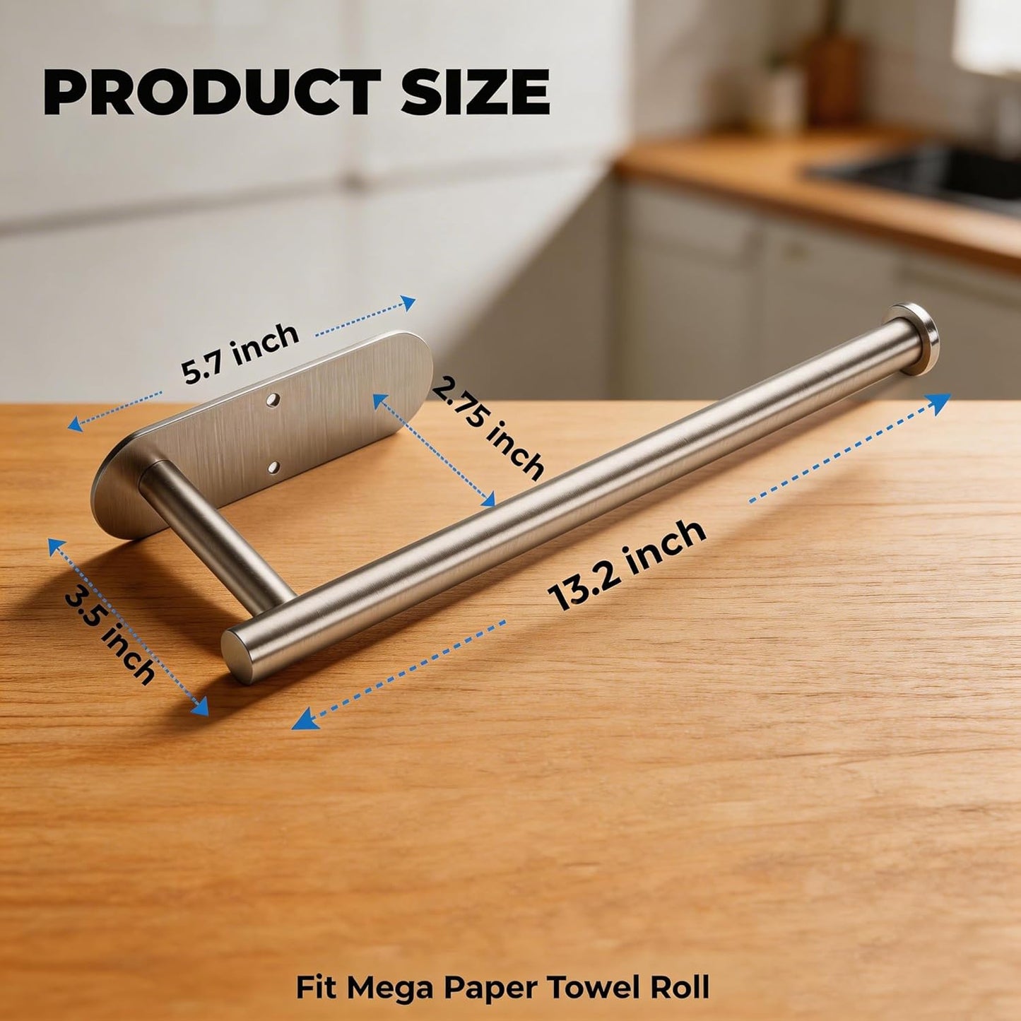 Paper Towel Holder Under Cabinet 2 Pack,Stainless Steel Paper Towel Holder Wall Mount for Kitchen