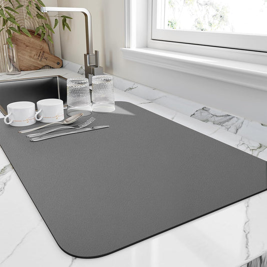 Dish Drying Mat for Kitchen Counter, Heat Resistant Drainer Mats with Non-slip Rubber Backed