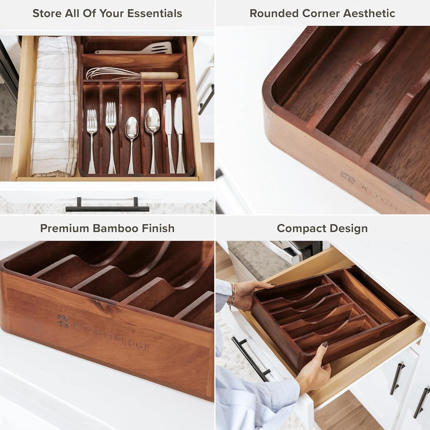 Silverware Organizer - Cutlery, Flatware, and Utensil Holder for Kitchen Drawers