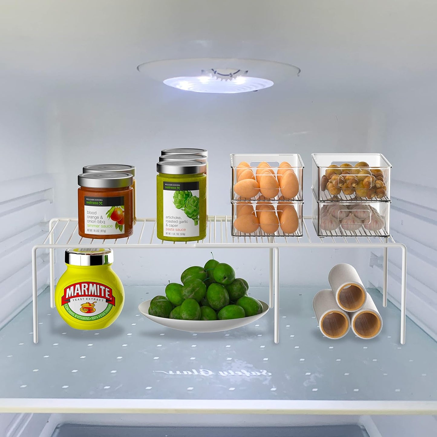 Freezer Cabinet Storage Shelf Set of 4, 8 Pieces Expandable Metal Rustproof Spice Rack