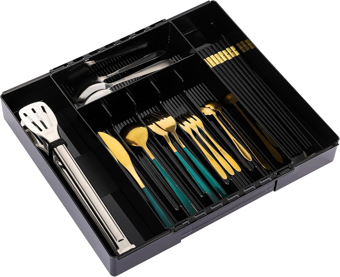 Silverware Organizer for Kitchen Drawers,Expandable Utensil Tray