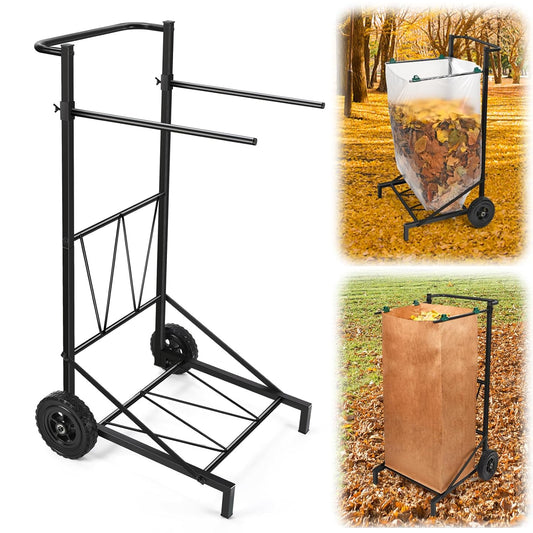 Trash Bag Holder, Adjustable Metal Leaf Bag Holder from 30-45 Gallon Capacity