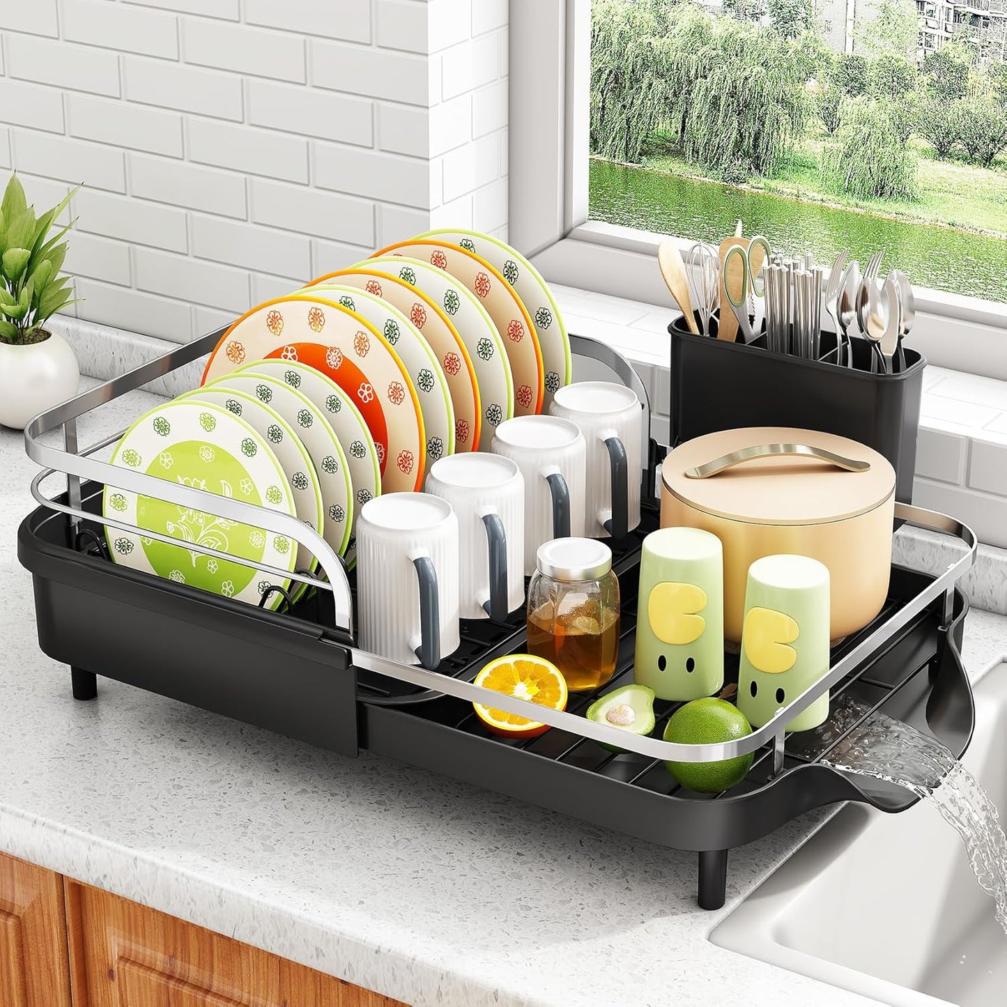 Dish Drying Rack - Expandable Dish Rack for Kitchen Counter