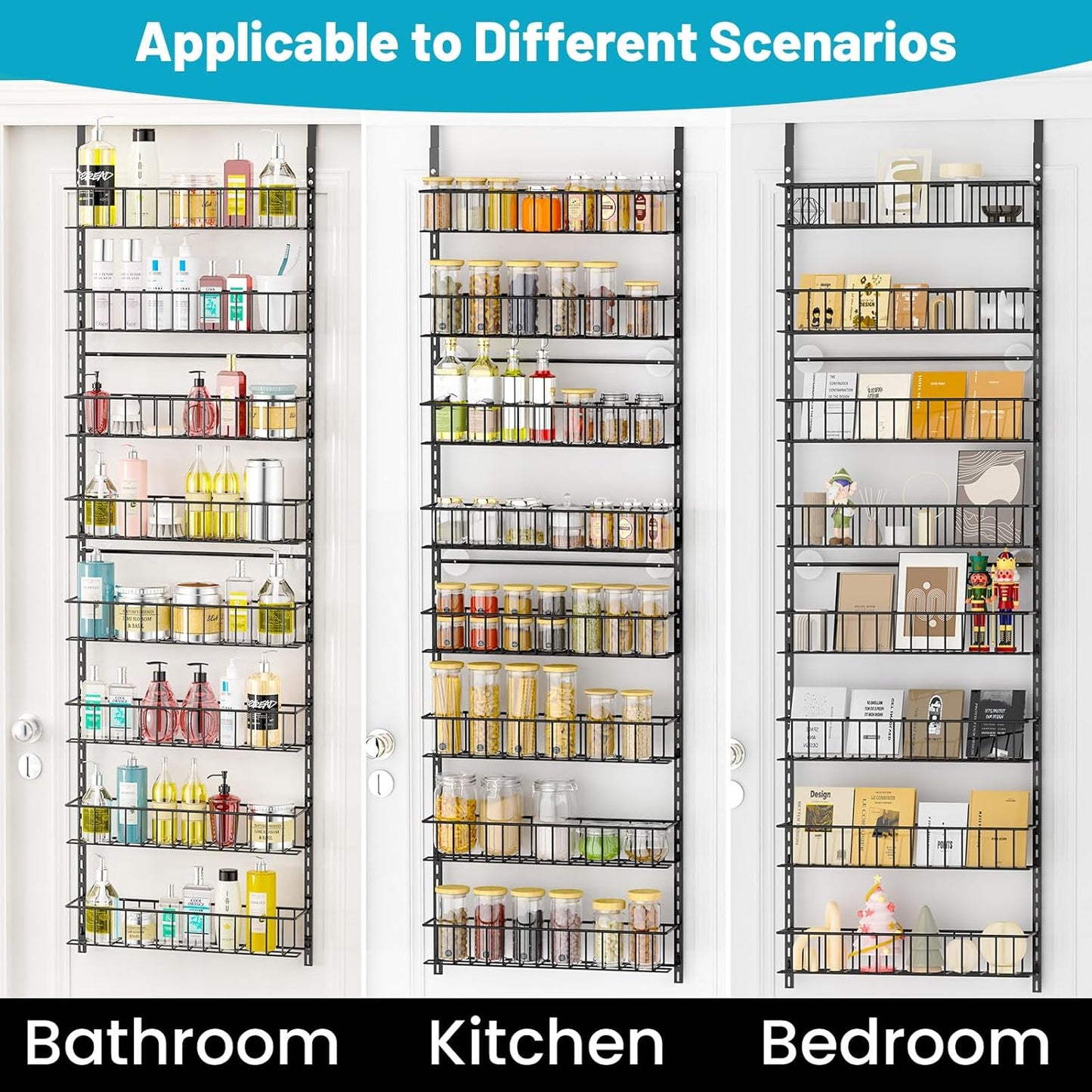 8-Tier Pantry Door Oragnizer, Over The Door Pantry Organizer Rack and Storage