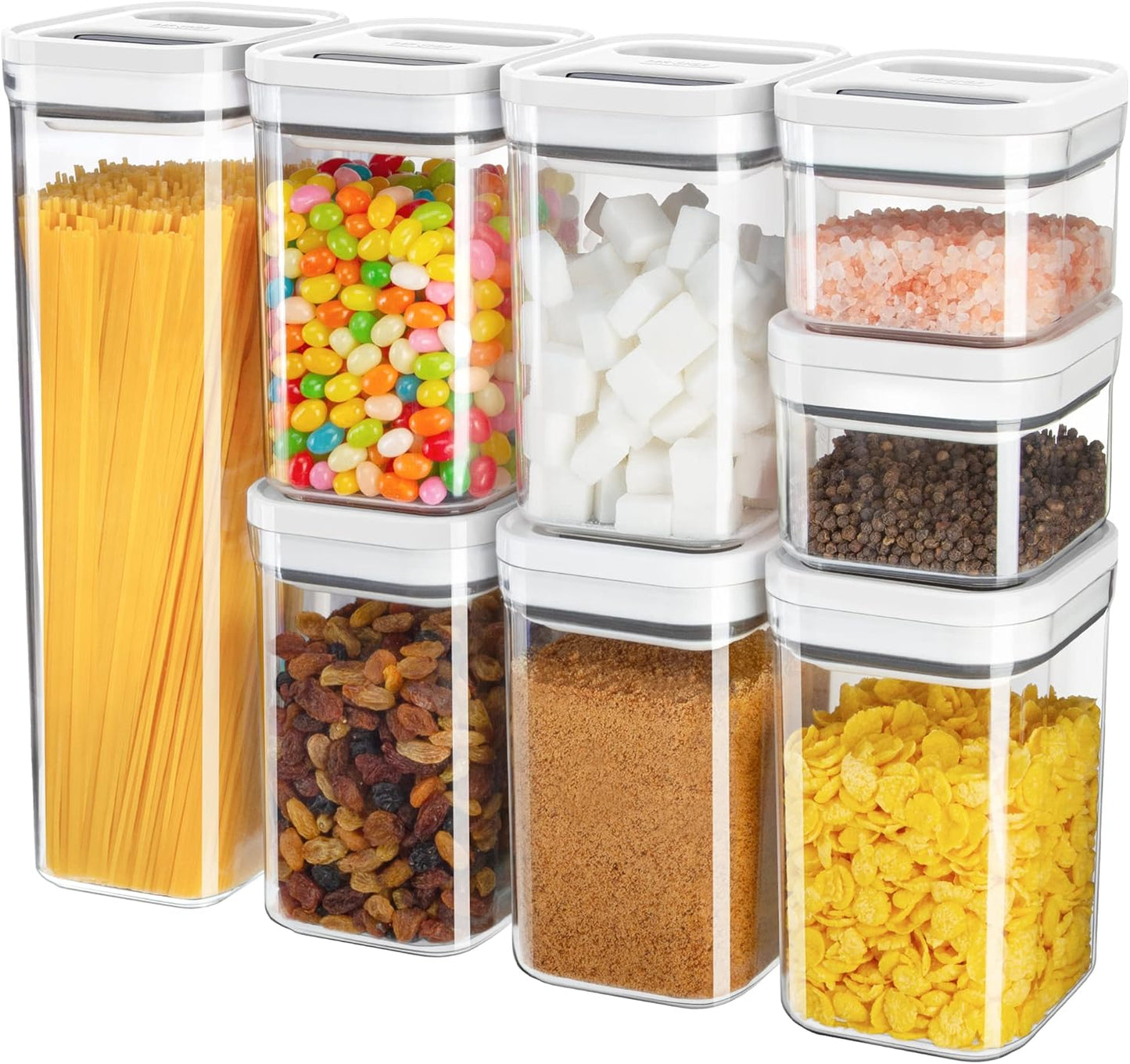 8 Piece Airtight Food Storage Container Set, BPA Free Kitchen Pantry Organization Canisters
