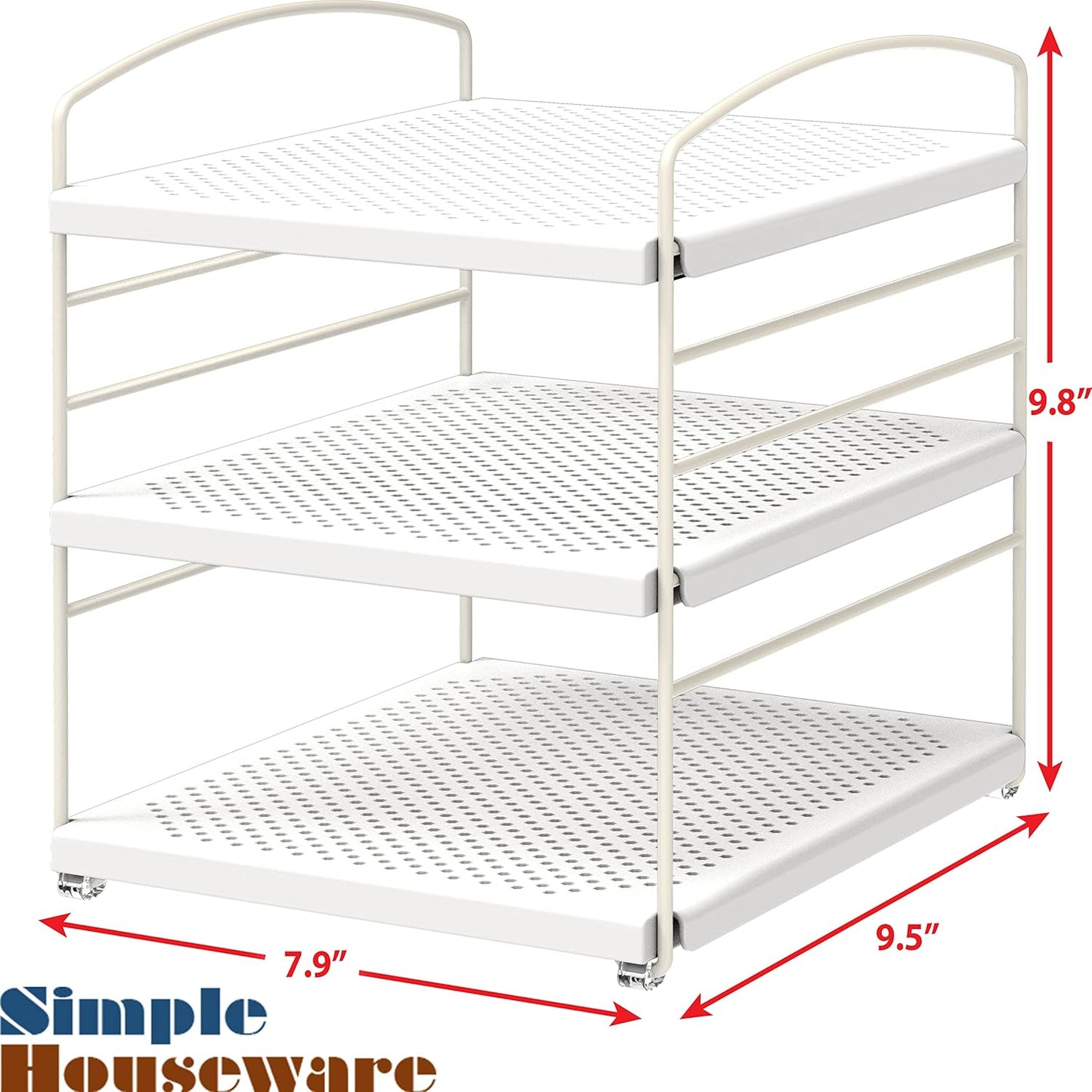 Kitchen Wrap Organizer Storage Height Adjustable Rack, White
